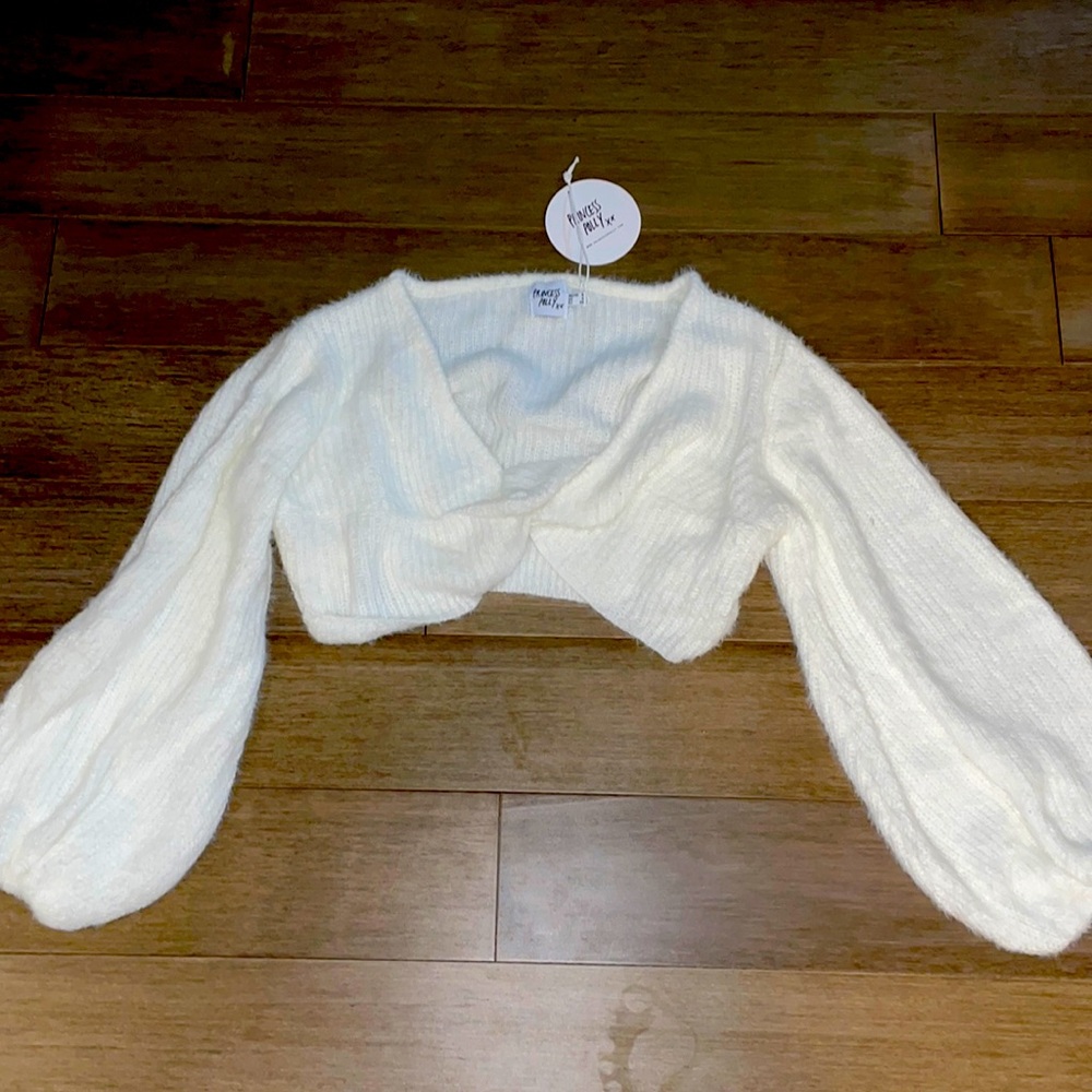 Princess Polly cropped sweater (white)